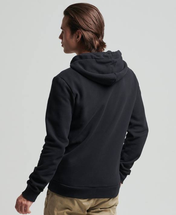 erkekler Superdry siyah vintage core logo klasik fermuarlı kapüşonlu svetşört NNTB5053