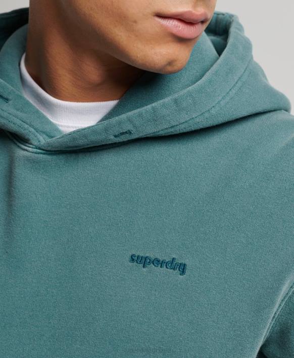 erkekler Superdry turkuaz eski yıkanmış kapşonlu NNTB764