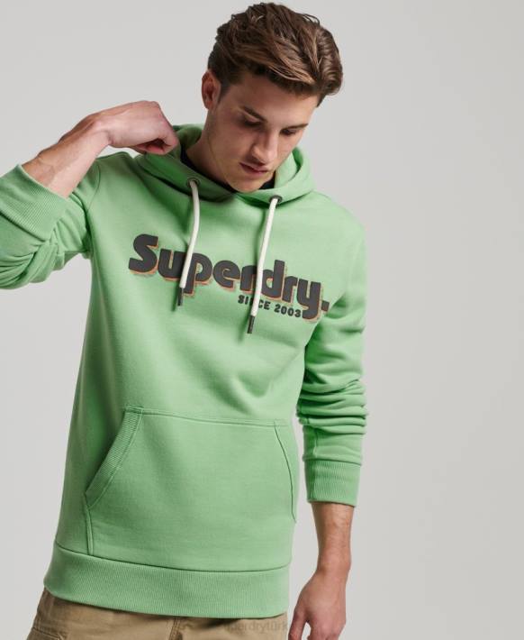erkekler Superdry yeşil arazi logosu klasik kapşonlu NNTB38