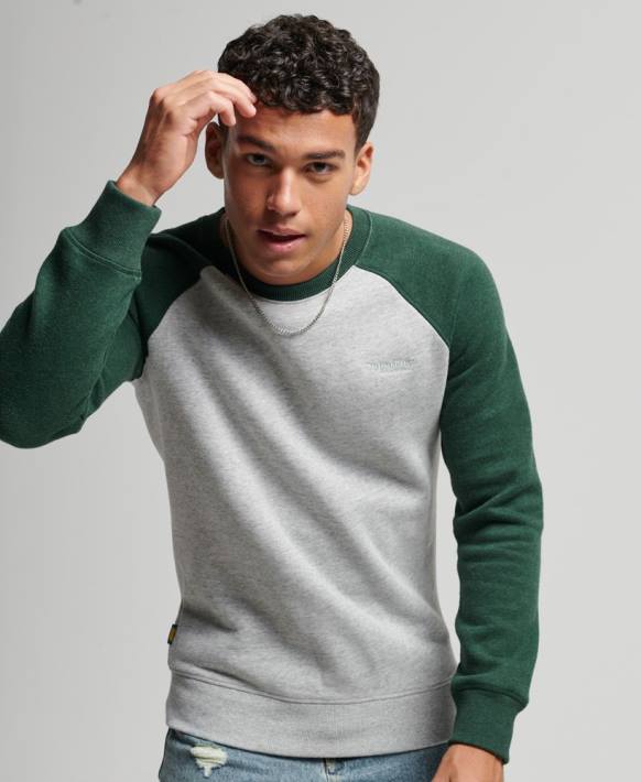 erkekler Superdry yeşil beyzbol ekibi sweatshirt NNTB788