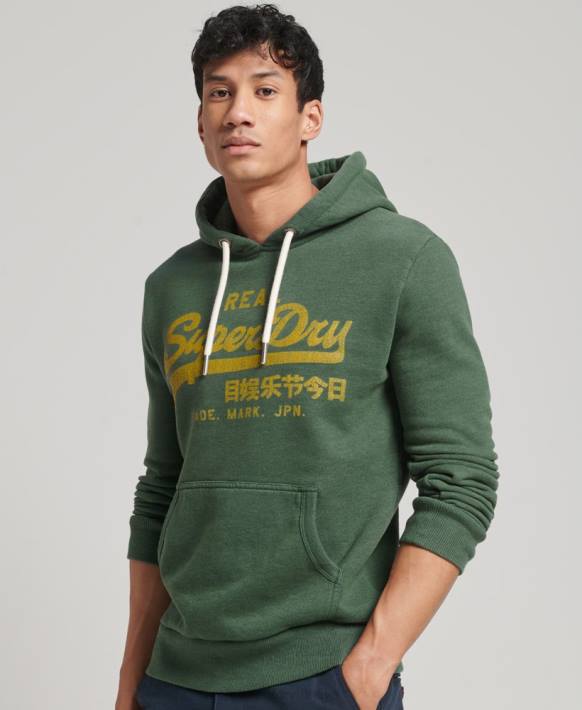 erkekler Superdry yeşil eski logo marl kapşonlu NNTB484