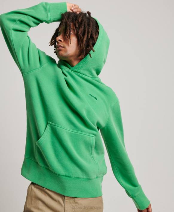 erkekler Superdry yeşil eski yıkanmış kapşonlu NNTB470