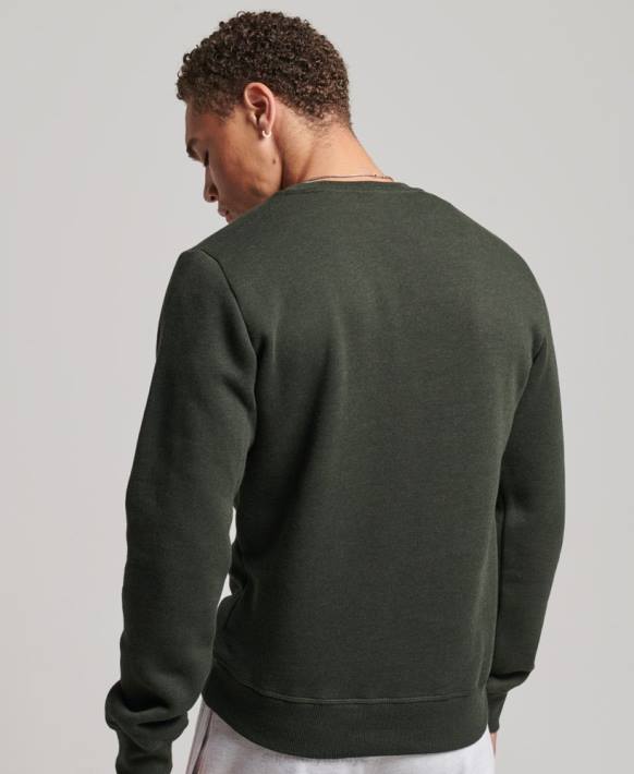 erkekler Superdry yeşil organik pamuklu essential logolu ekip sweatshirt NNTB5067