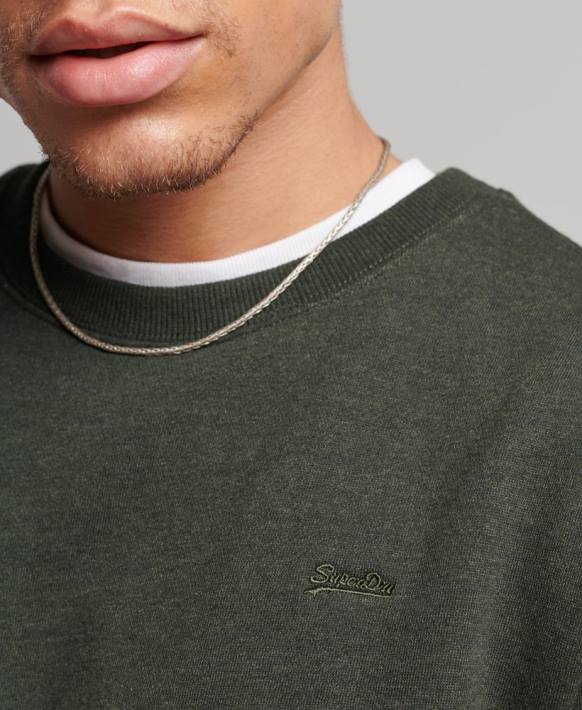 erkekler Superdry yeşil organik pamuklu essential logolu ekip sweatshirt NNTB5067