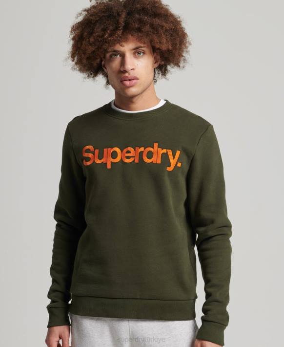 erkekler Superdry yeşil vintage klasik ekip sweatshirt NNTB5149