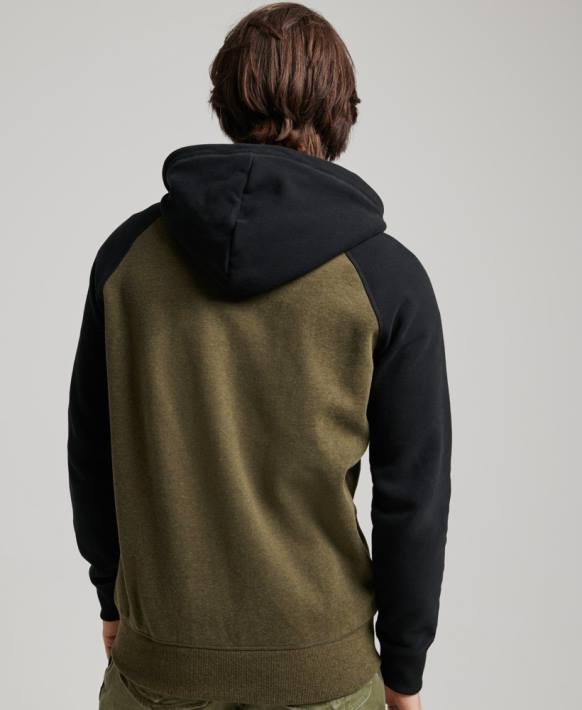 erkekler Superdry yeşil vintage logo işlemeli beyzbol fermuarlı kapüşonlu svetşört NNTB723