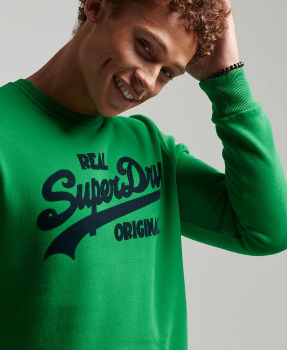 erkekler Superdry yeşil vintage logo soda pop ekip sweatshirt NNTB4999