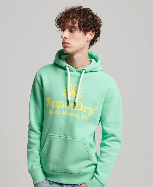 erkekler Superdry yeşil vintage mekan neon kapşonlu NNTB681