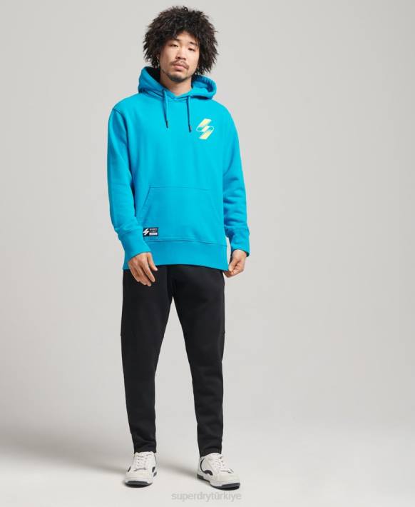 kadınlar Superdry mavi kod yarım ton gevşek kapşonlu NNTB6119
