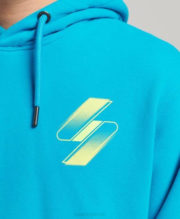 kadınlar Superdry mavi kod yarım ton gevşek kapşonlu NNTB6119