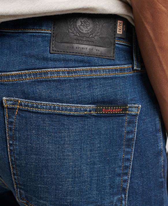 erkekler Superdry mavi organik pamuklu ince kot NNTB1209