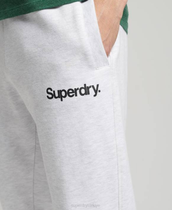 erkekler Superdry açık gri core logo klasik eşofman altı NNTB6422