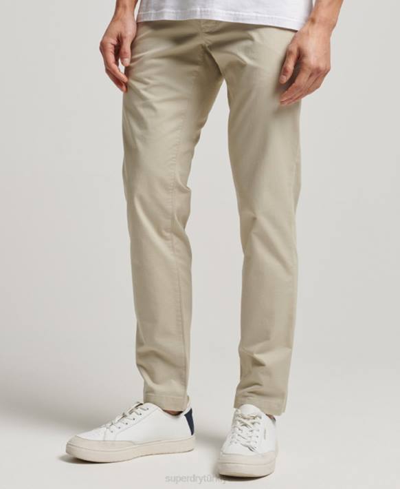 erkekler Superdry bej ince konik streç chino NNTB69
