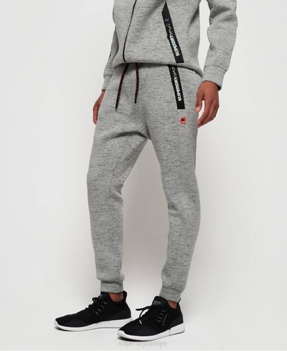 erkekler Superdry gri spor salonu tech streç ince joggers NNTB1442