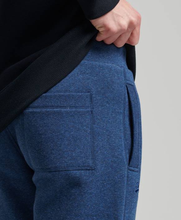 erkekler Superdry mavi organik pamuklu eski logo işlemeli jogger pantolon NNTB6383