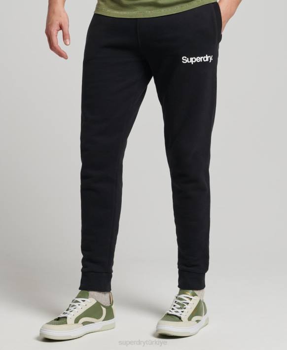 erkekler Superdry siyah core logo klasik eşofman altı NNTB6441