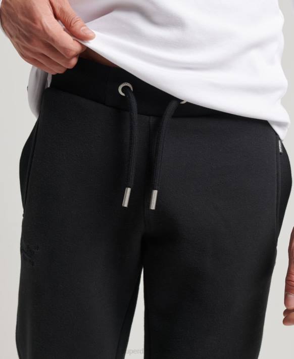 erkekler Superdry siyah vintage logo işlemeli manşetli jogger pantolon NNTB105