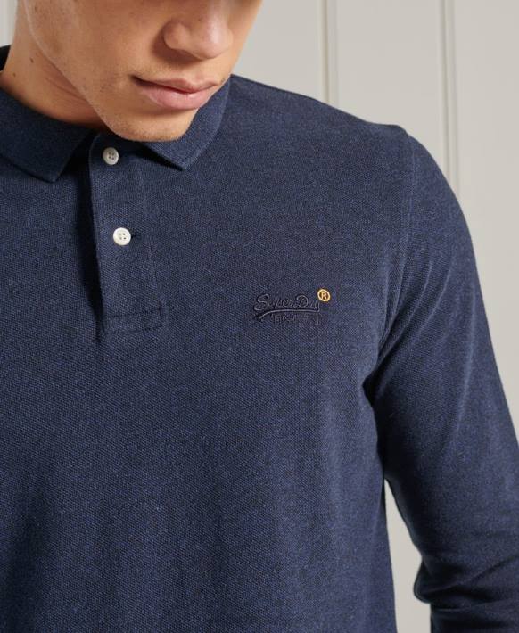 erkekler Superdry Donanma organik pamuklu klasik pike polo gömlek NNTB6492