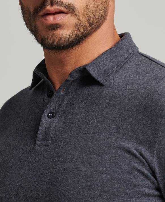 erkekler Superdry Donanma uzun kollu pamuklu jarse polo gömlek NNTB6448