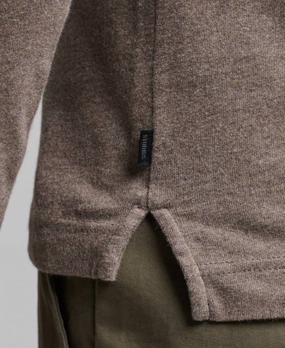 erkekler Superdry kahverengi uzun kollu pamuklu jarse polo gömlek NNTB6451