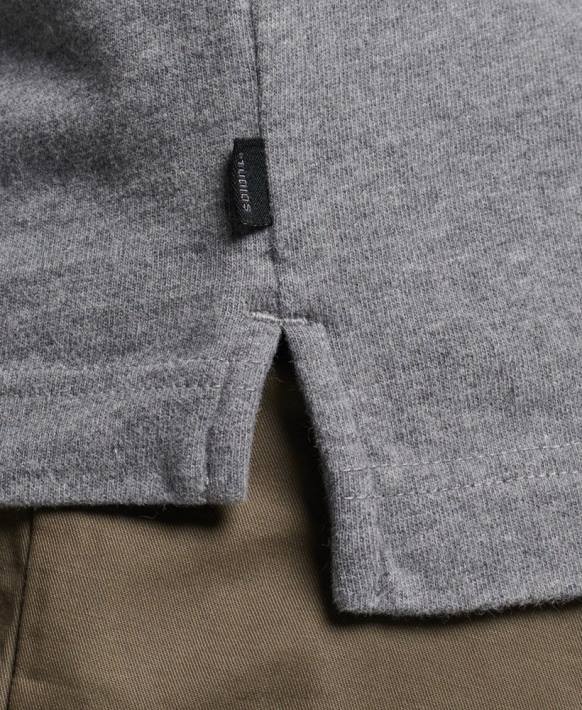 erkekler Superdry koyu gri uzun kollu pamuklu jarse polo gömlek NNTB6394