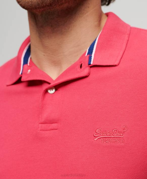 erkekler Superdry pembe yok edilmiş polo gömlek NNTB37