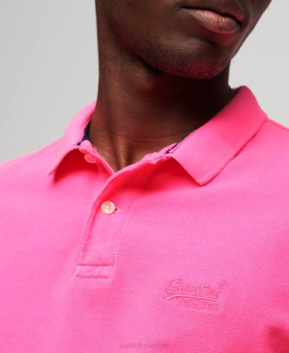 erkekler Superdry pembe yok edilmiş polo gömlek NNTB78