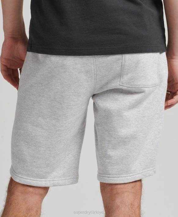 erkekler Superdry açık gri organik pamuklu eski logo jarse şort NNTB327