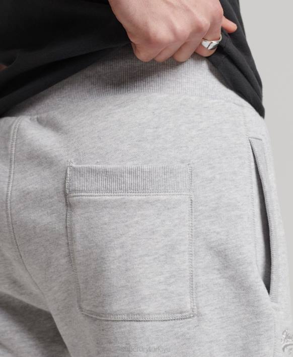 erkekler Superdry açık gri organik pamuklu eski logo jarse şort NNTB327