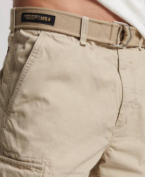 erkekler Superdry kahverengi organik pamuklu ağır kargo şortu NNTB269