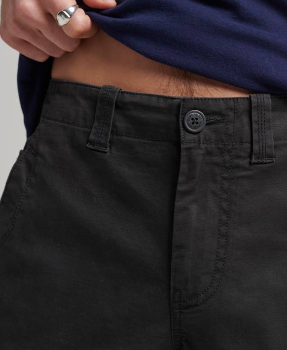 erkekler Superdry siyah organik pamuk çekirdekli kargo şortları NNTB284