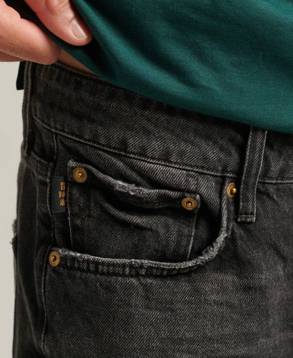 erkekler Superdry siyah organik pamuklu eski düz kısa NNTB280