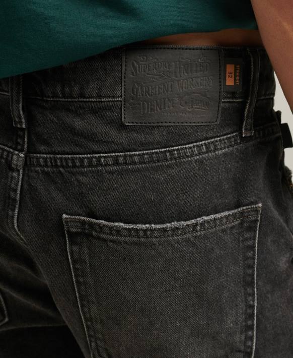 erkekler Superdry siyah organik pamuklu eski düz kısa NNTB280