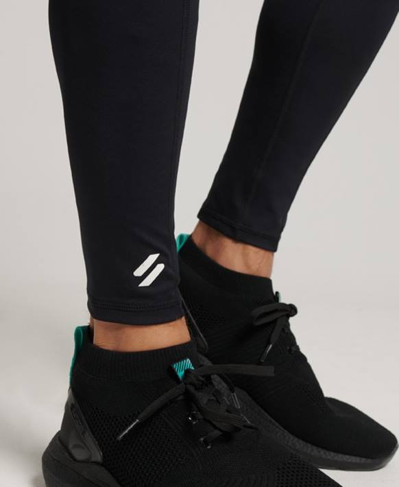 erkekler Superdry siyah çekirdek tam boy dar tayt NNTB1420