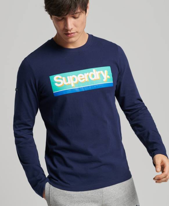 erkekler Superdry Donanma vintage core logo mevsimlik top NNTB6423
