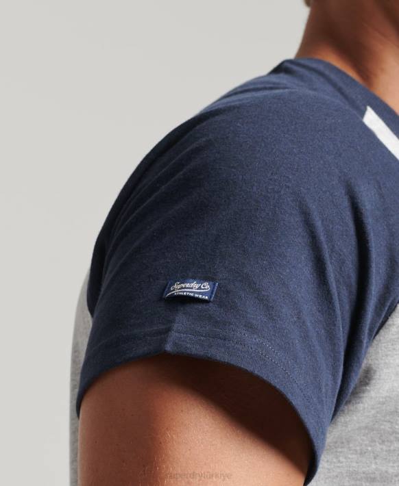 erkekler Superdry Donanma yazılı kolej tişörtü NNTB4954