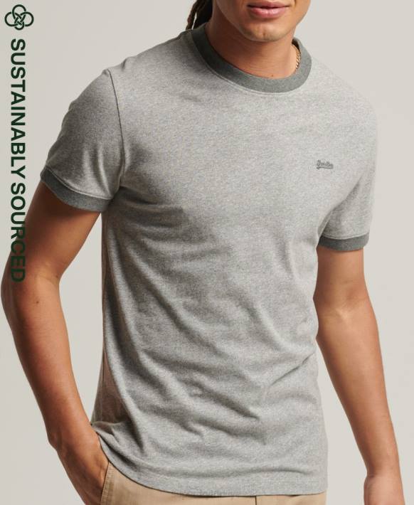 erkekler Superdry açık gri organik pamuk temel logolu zil t-shirt NNTB4898