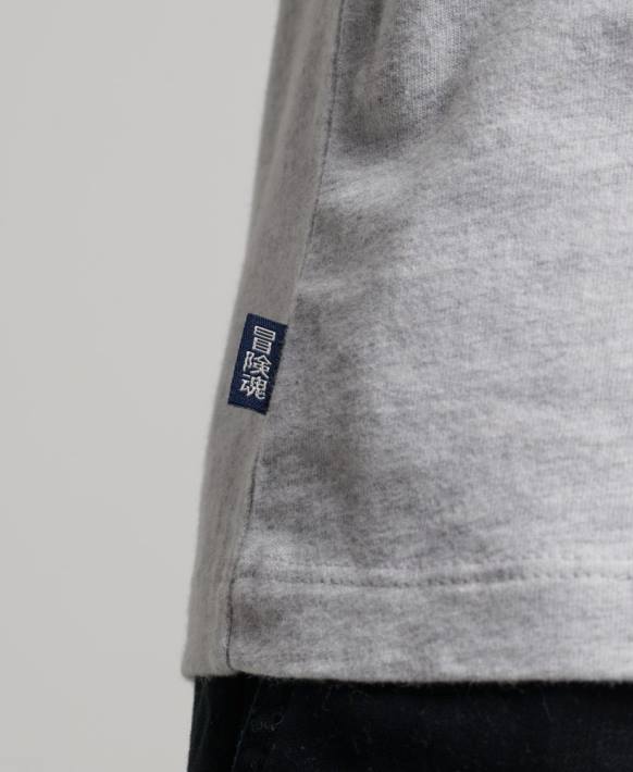 erkekler Superdry açık gri organik pamuklu eski logo işlemeli üst NNTB1549