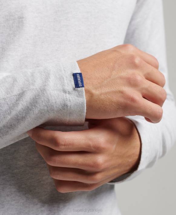 erkekler Superdry açık gri organik pamuklu eski logo işlemeli üst NNTB1549