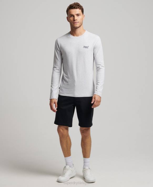erkekler Superdry açık gri organik pamuklu eski logo işlemeli üst NNTB1549