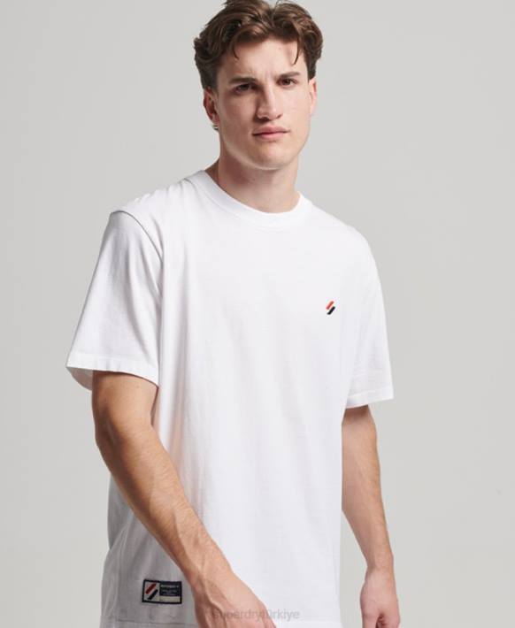 erkekler Superdry beyaz organik pamuklu temel logo bol kesim tişört NNTB4955