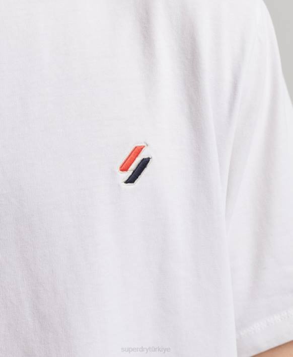 erkekler Superdry beyaz organik pamuklu temel logo bol kesim tişört NNTB4955