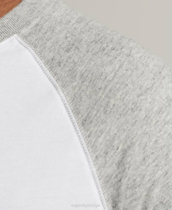 erkekler Superdry beyaz organik pamuklu temel uzun kollu beyzbol top NNTB1497