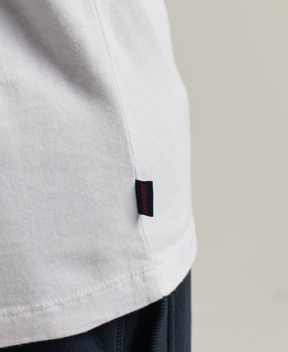 erkekler Superdry beyaz organik pamuklu temel uzun kollu beyzbol top NNTB1497