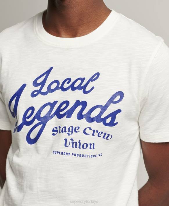 erkekler Superdry beyaz vintage ürün mağazası t-shirt NNTB4975