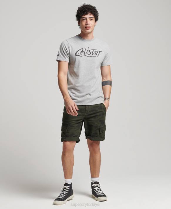 erkekler Superdry gri eski cali t-shirt NNTB4909