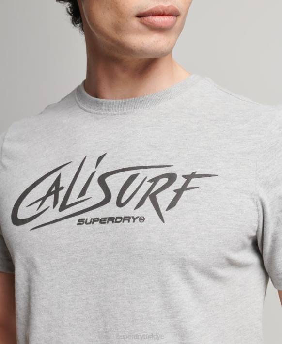 erkekler Superdry gri eski cali t-shirt NNTB4909