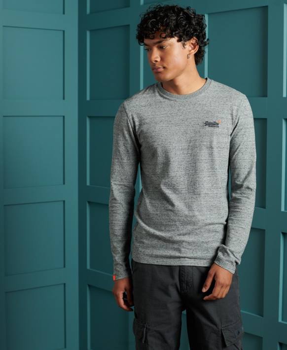 erkekler Superdry gri organik pamuklu vintage işlemeli t-shirt NNTB6477