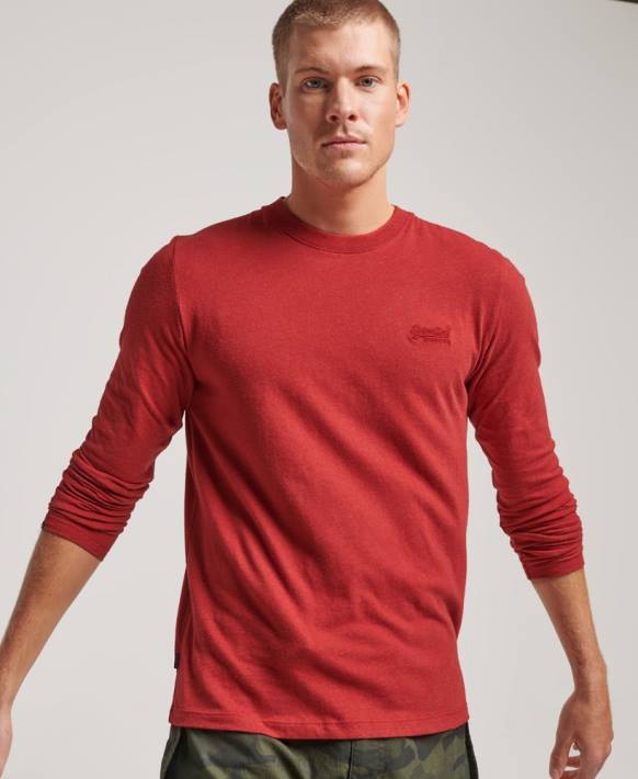 erkekler Superdry kırmızı organik pamuklu eski logo işlemeli üst NNTB1515