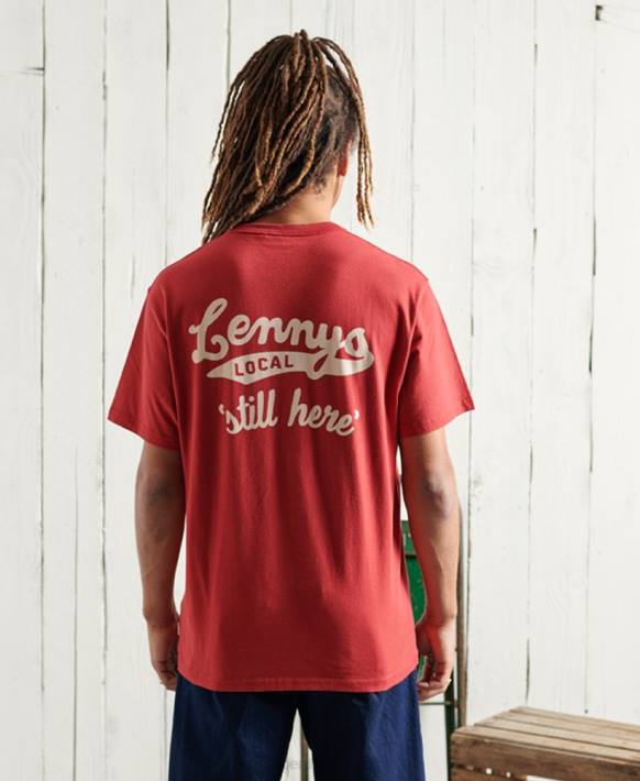 erkekler Superdry kırmızı sınırlı sayıda kuru grafikli tişört NNTB4981